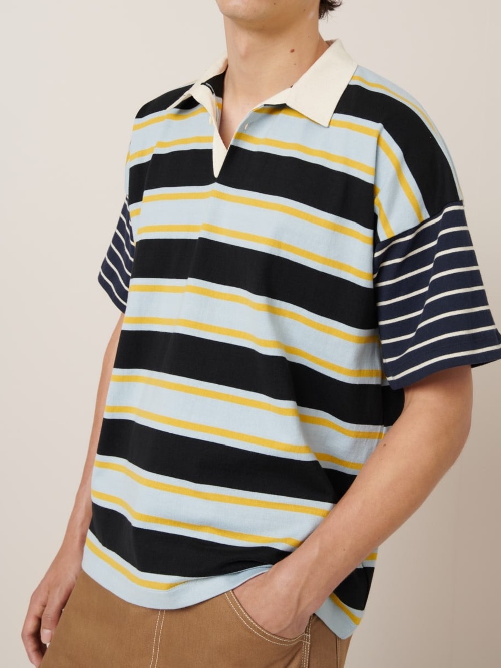 Kowtow Lineup Jersey Rugby Stripe Shirt 100% Organic Cotton Men's Shirt
